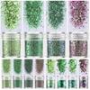 Navidad caliente transfronteriza Verde 24 colores kit de lentejuelas para uñas con brillos degradado láser lentejuelas
