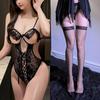Lencería Sexy, Body Sexy con Aros para Pecho Pequeño, Tentación Apasionada, Tirantes Huecos que Revelan el Pecho, Conjunto de Encaje Sin Quitar