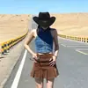 Nuevo estilo europeo y americano cinturón de remaches para exteriores sombrero de mezclilla western para hombres y mujeres protector solar casual moda sombrero de paja venta al por mayor