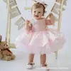 Vestido de Princesa Rosa con Mangas Abullonadas para Navidad, Vestido de Malla con Lentejuelas para Niñas Jóvenes, Vestido Dulce y Lindo para Fiesta de Primer Cumpleaños, Transfronterizo