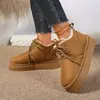 Botas de Nieve Peludas con Cordones de Invierno para Mujer, Suela Gruesa, Botines, Antideslizantes, Cálidas, Zapatos de Algodón Pan, Múltiples Colores Disponibles