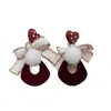 Pendientes Irregulares de Felpa con Forma de Corazón Rojo y Lazo para Mujer, Adecuados para Invierno, Tachuelas Personalizadas