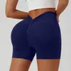 Pantalones Cortos Deportivos de Yoga Europeos y Americanos sin Costuras Transfronterizos, Pantalones Deportivos Elevadores de Glúteos Color Durazno, Pantalones Cortos de Fitness Controladores de Abdomen, Pantalones Cortos de Tres Cuartos para Mujer