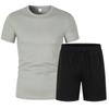 Traje Deportivo y de Ocio de Verano 2025 para Hombre Manga Corta Shorts Estilo Moda Juvenil Negro
