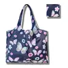 Sacola de Compras Dobrável, Bolsa Quadrada de Tecido Floral, Bolsa Tote Portátil e Resistente, Sacola Ecológica para Compras de Supermercado, Bolsa Impermeável para Armazenamento