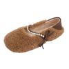 Sapatos Peludos com Laço Estilo Fada para Mulheres Outono e Inverno Sapatos com Forro de Lã 2025 Novos Sapatos Mary Jane Macios com Solado de Caxemira
