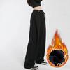 Pantalones de pierna ancha para mujer, pantalones deportivos de cintura alta para primavera y otoño, pantalones casuales deportivos rectos y holgados con forro polar de invierno para mujer