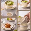 Juego de tazón y plato de color crema para bajo vidriado a alta temperatura hecho a medida, vajilla para el hogar, platos y tazones, perfecto para inauguración de casa
