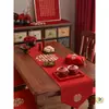 Nuevo Camino de Mesa Bordado con Carácter Rojo de Doble Felicidad Estilo Chino Mantel Rojo para Mesa de Café Decoración de Sala de Bodas Mantel para Mesa de Comedor Esterilla para Boda