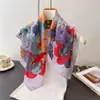 Bufanda cuadrada de seda sintética impresa con flores, pintura al óleo colorida, chal, pañuelo para el cuello, corbata de seda de alta gama, pañuelo cuadrado pequeño, pañuelo para la cabeza, pañuelo de seda, bufanda