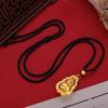 Nacional de Moda Nuevo Chino Arena Dorada Inteligente Giratorio Xiangyun Cepillado Calabaza Fufu Colgante Cordón Negro Collar para Suéter