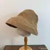 Sombrero de pescador de pana de color liso vintage con ala para mujer, estilo japonés, protección solar, adelgazamiento facial
