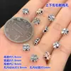 Plata de ley s925 Plata brillante Trébol de cuatro hojas de la suerte Separadores Cuentas Planas Cuerda Trenzada para Pulsera Collar Accesorios Hechos a mano diy