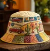 Modelo Novo de Chapéu Balde Arco-Íris Bordado Acolchoado Estampado Padrão Carro de Viagem para Viagens Transfronteiriças Website Independente Chapéu de Sol Unissex