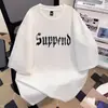 Camiseta Branca de Algodão Puro de Manga Curta Estilo Retrô Vintage Americano para Homens Verão Tendência Marca Bf Estilo de Rua Solta Meia-Manga Top