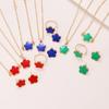 Europeu e americano sorte cinco folhas flor brinco anel pulseira colar jóias terno moda feminina quatro peças cinco pétalas grama jóias