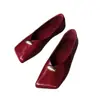 Sapatos Casuais Femininos de Couro Macio com Solado Macio, Bico Quadrado, Metalizados, Baixo Corte, Novos 2026