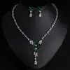 Colar Brincos Flor de Zircônia Gota com Franja Acessórios de Noiva Festa à Noite Conjunto de Moda Conjunto de Duas Peças Atacado