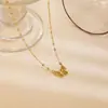 Cadena para Clavícula de Alta Gama Transfronteriza Europea y Americana, Cadena Simple y Versátil, Colgante de Mariposa de Tendencia Nacional Retro, Collar de Acero Inoxidable