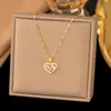 Collar Colgante de Cola de Pez Flor de Diamante Rosa Estilo Coreano Personalizado Más Vendido Transfronterizo Cadena para Clavícula de Temperamento Simple Joyería para Mujeres
