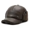 Chapéus de Lã Quentes com Proteção para Orelhas Outono/Inverno Masculinos, Chapéus de Algodão para Meia-Idade e Idosos, Bonés Casuais tipo "Dad Hat", Bonés com Aba Frios e à Prova de Frio para Idosos