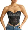 1 peça de espartilho feminino de renda com bordado floral em formato de coração, com amarração nas costas e suporte de barbatanas, top modelador curto