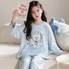 Pijamas Nuevos para Niñas 2026 para Primavera y Otoño, Algodón Puro, Manga Larga, Estilo Delgado, Elegante Conjunto de Ropa de Casa de Otoño para Niños y Niñas