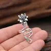 Joyería de plata esterlina S925 vintage Plata tailandesa anillo abierto estilo étnico anillo de flor de ratán para mujer hecho a mano anillo para dedo índice