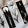 Micro-Tinta 30 Marcadores de Livro de Arte de Linha Simples Manual Material Criativo Preto e Branco Marca de Leitura para Estudantes Marcador de Papel