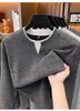 Sudadera de manga larga de dos piezas con estilo "old money" para hombre, moderna, hipoalergénica, adecuada para primavera y otoño, color liso, cuello en V, sudadera base casual