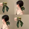 Anillo para el Cabello de Cinta con Lazo para Mujer, Anillo para el Cabello de Intestino Grueso Grande, Diadema Floral de Satén con Pintura al Óleo, Diadema, Goma Elástica, Cuerda para el Cabello Estampada Vintage, Accesorios para el Cabello