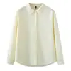 [Especial] Roupa Feminina Plus Size, Novo Estilo de Primavera, Camisa Elegante Casual de Renda com Manga Longa, Camisa de Algodão Lavado para Mulheres Plus Size 9462