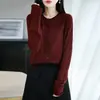 Cardigã de tricô com gola redonda em estilo minimalista para mulheres, perfeito para o início do outono, leve, feito com lã sintética de alta qualidade, branco elegante, versátil como camada base