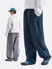 Calça Esportiva Térmica Black Fleet, Amiga da Pele, com Forro de Lã Tricotada, Retenção de Calor, Calça Longa Casual com Design Moderno Color-Blocking e Perna Larga