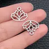 Colgante Flor de Loto Yoga Plata Antigua y Oro Loto Hueco Figura de Yoga Meditación Accesorio Piezas para Joyería DIY Venta al por Mayor