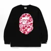 Suministro transfronterizo, venta al por mayor de comercio exterior, camiseta de manga larga de marca de moda BAPE con cabeza de mono, top pesado de tiburón, camiseta interior