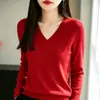 Nuevo jersey de punto con cuello en V para mujer de principios de otoño, top simple holgado de manga larga, suéter casual para otoño e invierno para usar en capas