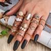 Joyería de ámbar de imitación europea y americana, juego combinado retro de 14 piezas con gemas de cielo estrellado talladas en diamante, anillo, venta al por mayor