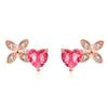 Brincos de pino de trevo da sorte europeus e americanos elegantes simples doces que combinam com tudo personalidade zircônia criativos diamante rosa quatro peças folha grama brincos de pino