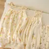 Pijama de Gaze de Algodão Puro para Meninas Verão 2026 Gaze de Algodão Dupla Camisola Feminina Camisola para Dormir Roupas de Casa Femininas Comércio Exterior