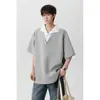 Camiseta Masculina de Manga Curta com Gola V Color Block Falsa de Duas Peças, Tendência de Verão Tamanho Plus-Size Marca Design Solto Manga Meia-Manga
