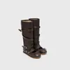 Botas de Montar de Cuero Pintado a Mano Colección Otoño 2026, Zapatos de Ballet Huecos Convertibles y Desmontables, Botas Apiladas para Mujer