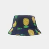Sombrero de pescador con estampado digital de frutas de dibujos animados para hombres y mujeres, sombrero tipo cubo para proteger del sol, sombrero versátil para exteriores de protección solar de verano