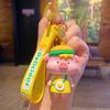 Cartoon hambúrguer capacete piggy boneca chaveiro feminino bonito casal carro chaveiro escola saco pendente chaveiro anel