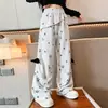Pantalones para Niña 2026 Otoño Nueva Moda Estampado Alas Pequeñas Dulce Fresco Estrella Casual Largos de Moda