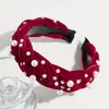 Moda Transfronteriza Europea y Americana Diadema Trenzada de Terciopelo de Ala Ancha Diadema Retro de Tela de Perlas Sintéticas Accesorios para el Cabello Venta al por Mayor