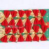 Navidad Flocado Estampado en Caliente Lazo Colgante Árbol de Navidad Decoraciones Navideñas Más Vendido en Exportación (Paquete de 12)