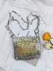 Bolso Pequeño Plateado Brillante Nuevo de Moda Ins Súper Popular Estilo Mismo de Blogger Bolso de Mano Metálico con Lentejuelas Nicho Bolso de Hombro Cruzado para Mujer