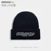Gorro de Punto con Bordado de Letras Estilo Americano para Hombre, Gorro de Lana Invierno Estilo Coreano Hip-Hop Estilo Callejero, Gorro de Lana Cálido y Resistente al Frío para Exteriores