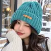 Gorro de punto para mujer, otoño e invierno, color liso, estilo coreano, apto para cabezas grandes, hace que la cara parezca más pequeña, perfecto para parejas y proporciona calor para actividades al aire libre en clima frío